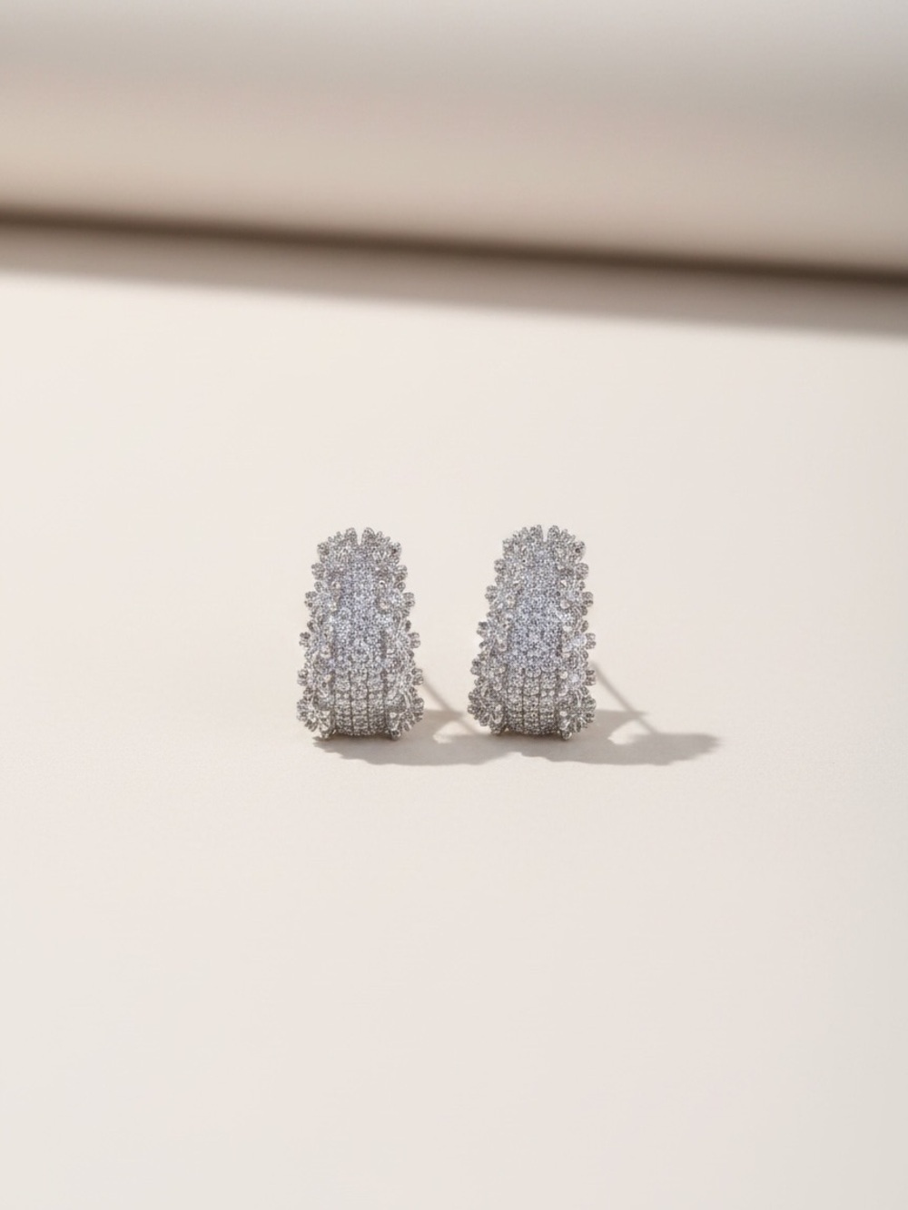 Sparkling Silver Pavé Hoop Earrings